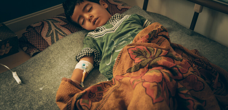 Erschöpft durch die Cholera-Erkrankung. Erschöpft durch die Cholera-Erkrankung.