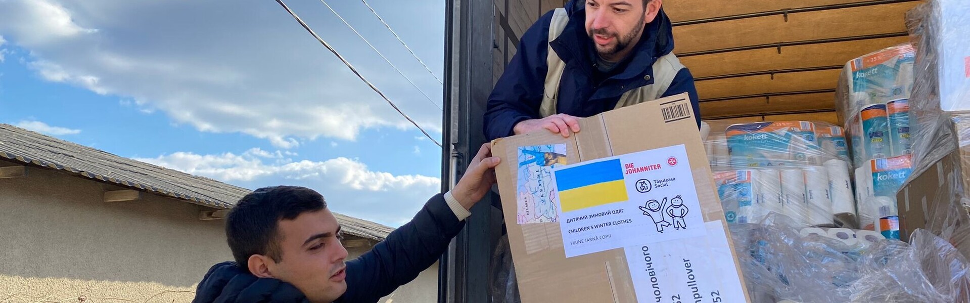 Hilfsgüter werden an die Menschen in der Ukraine verteilt