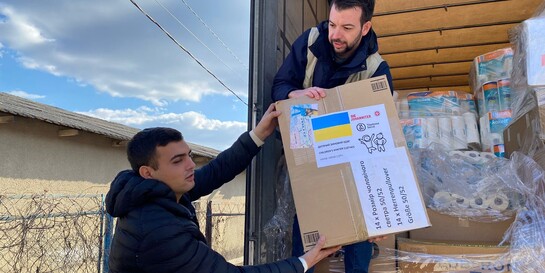 Hilfsgüter werden an die Menschen in der Ukraine verteilt