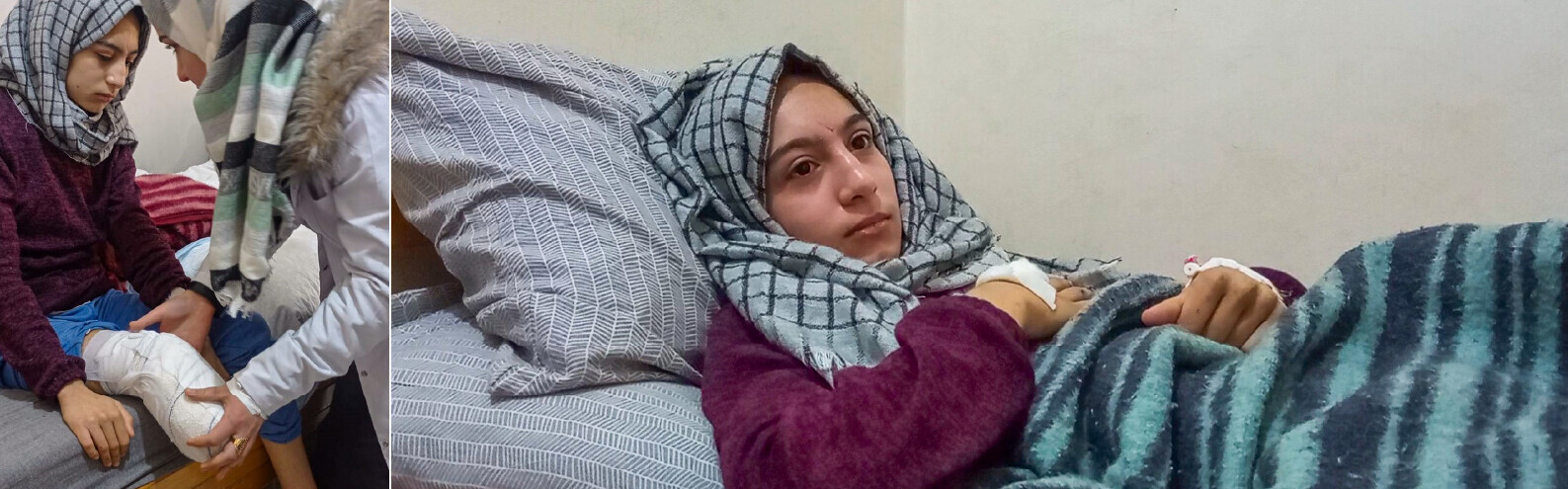 Mädchen in Syrien, das Erdbeben in 2023 überlebt hat