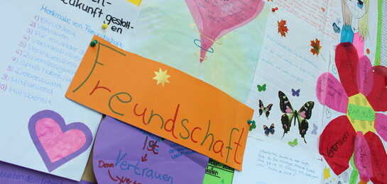Freundschaft kennt keine Grenzen. Die Kinder der fünften Klasse der Inklusiven Gesamtschule Bonns zeigen mit vielen Bildern, wie vielfältig das Thema Freundschaft ist.