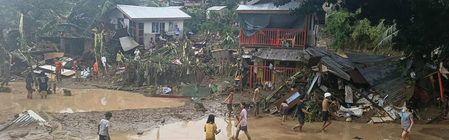 Severe devastation and flooding in the Philippines after the typhoon