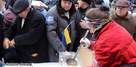 Einsatz der ukrainischen Malteser auf dem Maidan in Kiew