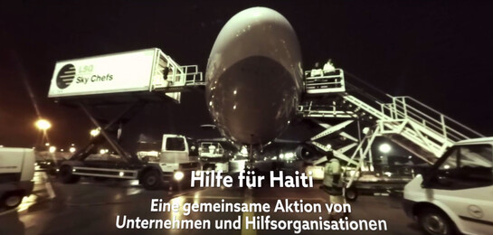 Aufnahme des Hilfsfluges für Haiti.