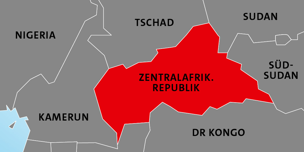 Lage von der Zentralafrikanischen Republik in Afrika Lage von der Zentralafrikanischen Republik in Afrika
