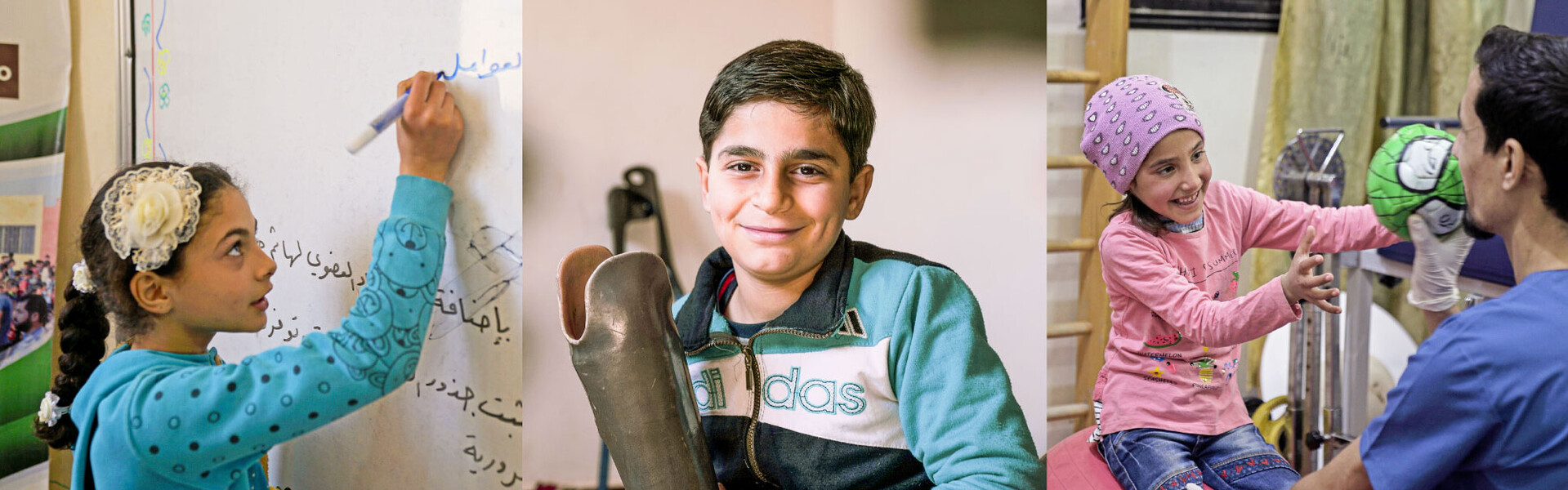 Collage mit spielenden Kindern aus Syrien
