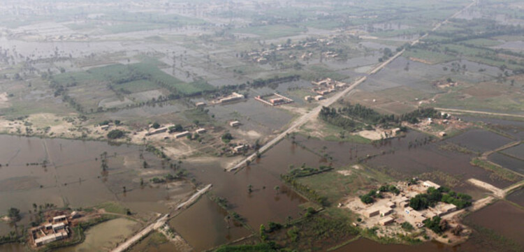 Flut Pakistan: Blick auf überflutete Gebiete im Süden am 31.08.2010