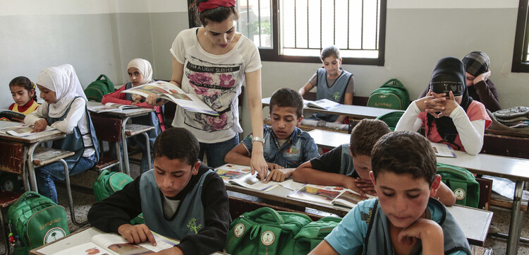 Syrische Kinder beim Unterricht 