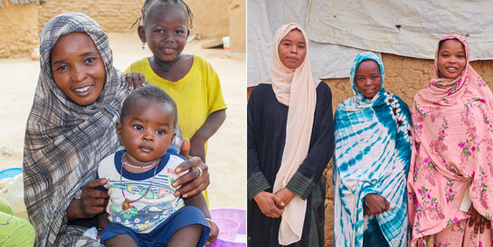 Frauen und Kinder, die aus dem Sudan geflohen sind