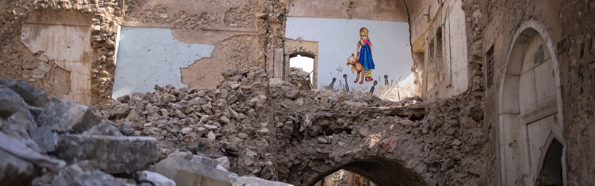 Teile der zerstörten Altstadt in Mossul (Irak)