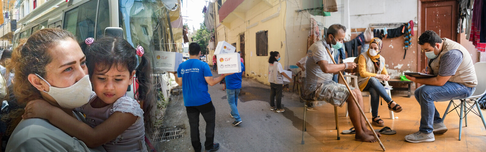Menschen in Beirut, ein Monat nach der Explosionskatastrophe im Libanon