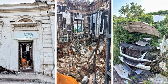 Das zerstörte ADRA-Büro im ukrainischen Mariupol