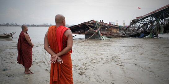 Zerstörung nach Zyklon Rangun in Myanmar (Birma) im Jahr 2005
