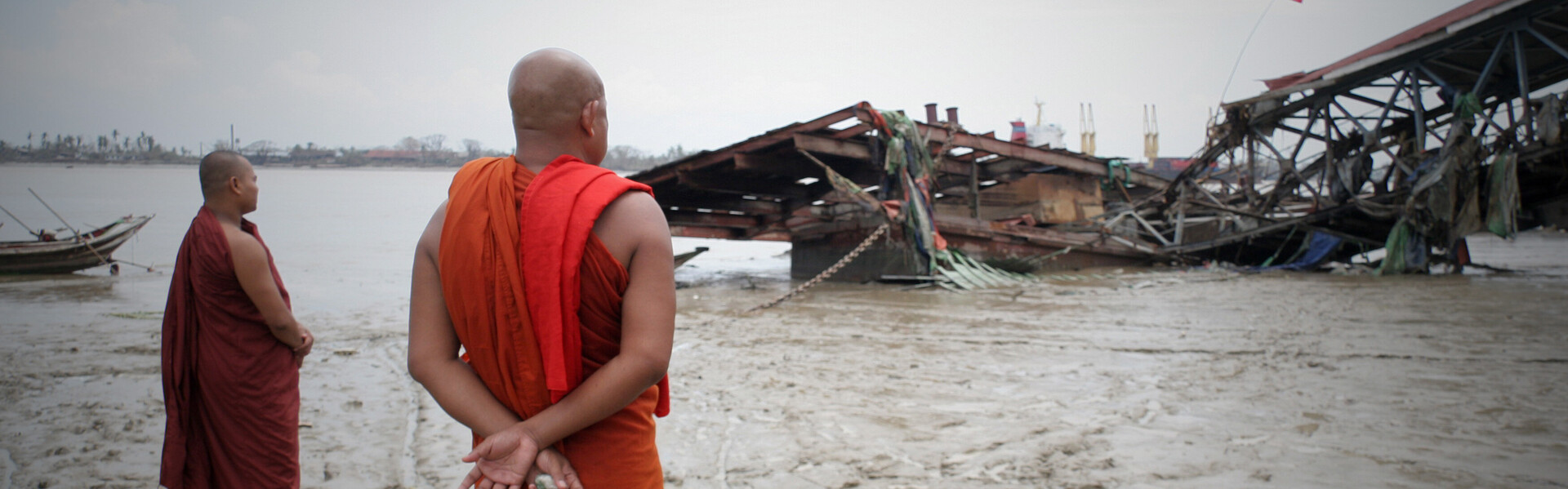 Zerstörung nach Zyklon Rangun in Myanmar (Birma) im Jahr 2005