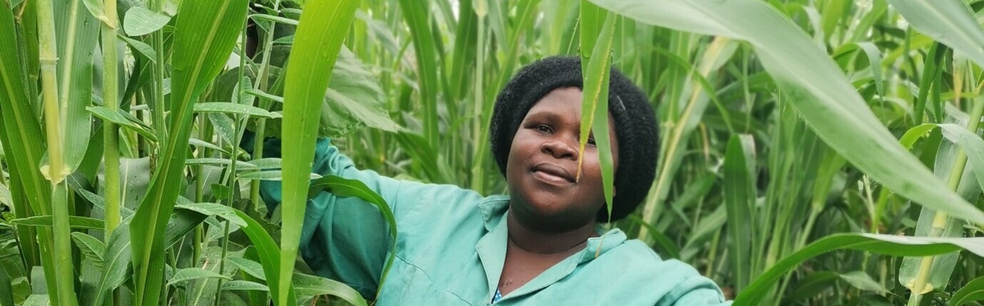 Phumelele Hlongwane auf ihrem Feld in Südafrika