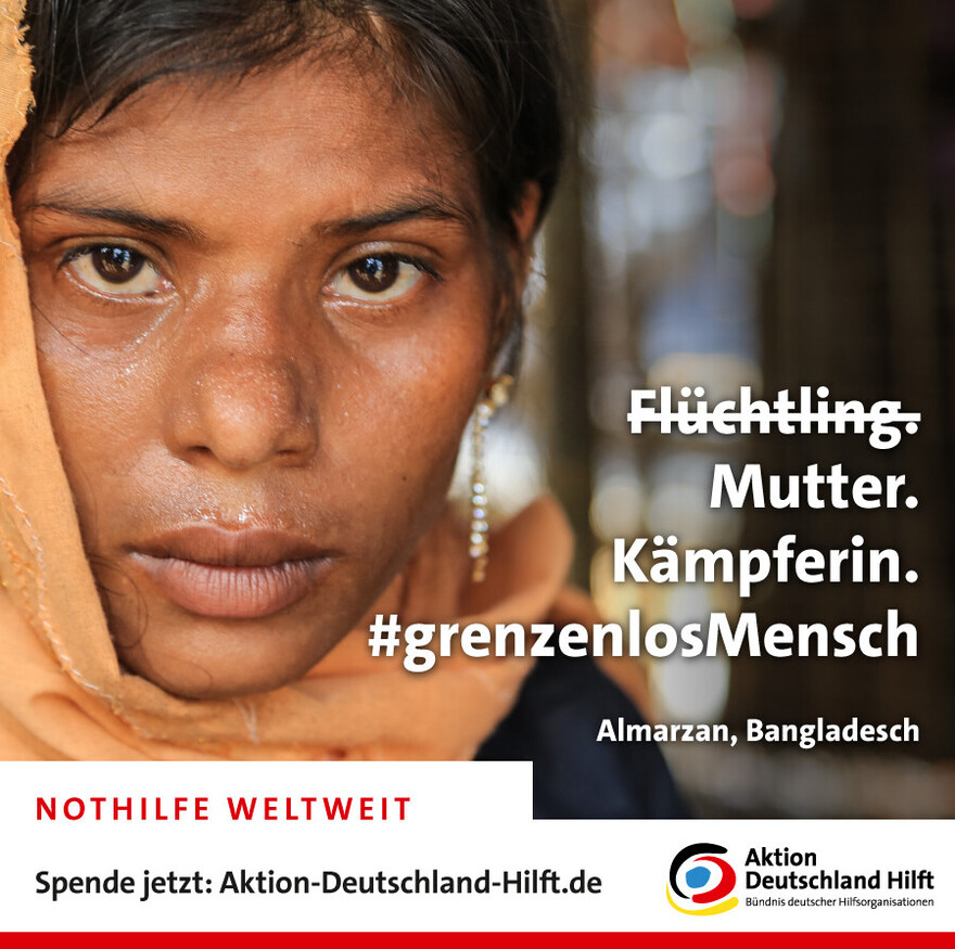 Die junge Frau Almarzan; eine von Hunderttausenden, die in den Flüchtlingscamps in Bangladesch unterkamen Die junge Frau Almarzan; eine von Hunderttausenden, die in den Flüchtlingscamps in Bangladesch unterkamen