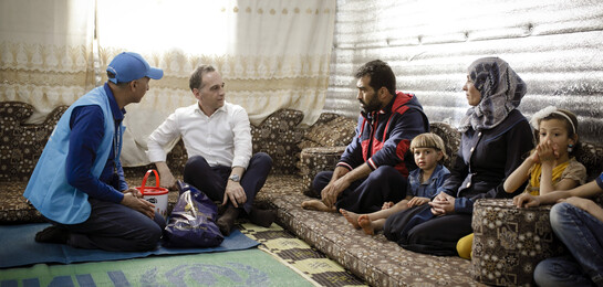 Bundesaußenminister Heiko Maaß während des Besuches in einem Flüchtlingscamp in Jordanien