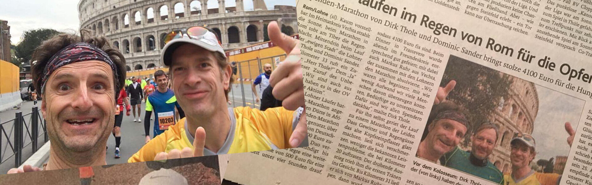 Dirk und Dominic liefen in Rom einen Marathon für die Nothilfe in Afrika