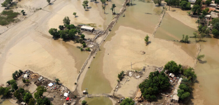 Flut Pakistan: Blick auf überflutete Gebiete im Süden am 31.08.2010