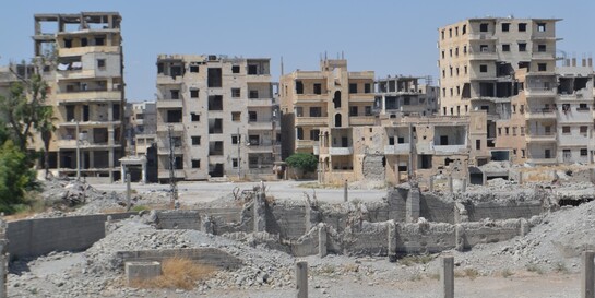 Zerstörte Häuser nach Krieg in Syrien