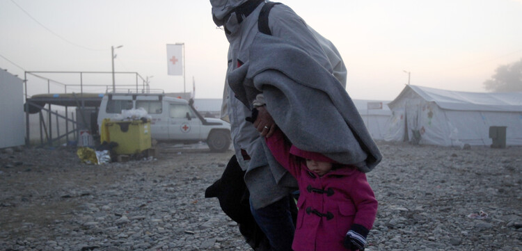 Flüchtlinge in einem mazedonischen Flüchtlingscamp Flüchtlinge in einem mazedonischen Flüchtlingscamp