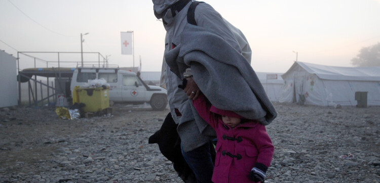 Flüchtlinge in einem mazedonischen Flüchtlingscamp. Flüchtlinge in einem mazedonischen Flüchtlingscamp.