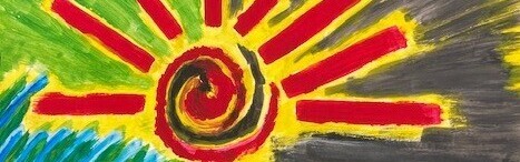 Kunsttherapeutin arbeitet mit Kindern in den Flutgebieten