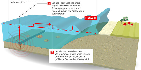 Infografik: Entstehung eines Tsunamis