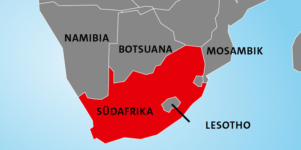 Lage von Südafrika in Afrika Lage von Südafrika in Afrika