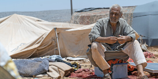 Ein Geflüchterer in einem Camp in Nordwest-Syrien (Symbolbild)
