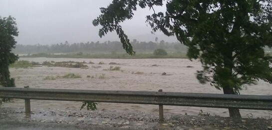 Wassermassen auf Haiti, die durch den Hurrikan Matthew aufgetaucht sind