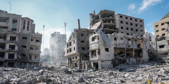 Zerstörte Gebäude in Gaza im Oktober 2023