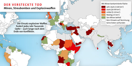 Infografik: Minen, Streubomben und Explosivwaffen weltweit