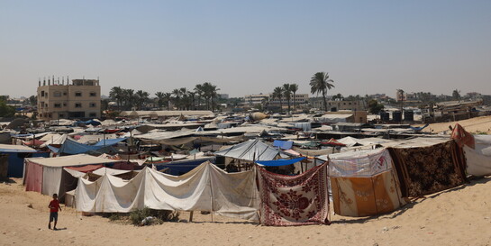 Ein Camp für geflüchtete Menschen in Gaza