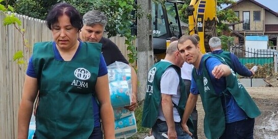 In Tschechien verteilen Helfer von der Organisation ADRA Lebensmittel und Wasser an die Betroffene des Hochwassers