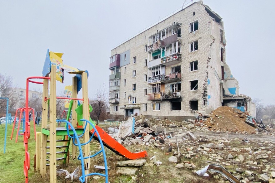 Zerstörtes Gebäude in der Ukraine Zerstörtes Gebäude in der Ukraine