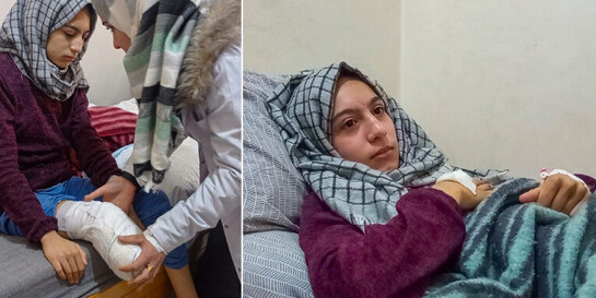 Mädchen in Syrien, das Erdbeben im Februar 2023 überlebt hat