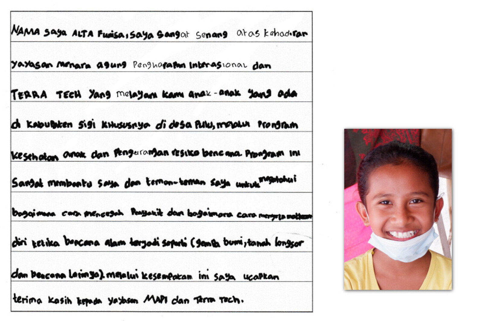 Alta Funisa aus Indonesien hat am Kunstwerk mitgewirkt Alta Funisa aus Indonesien hat am Kunstwerk mitgewirkt