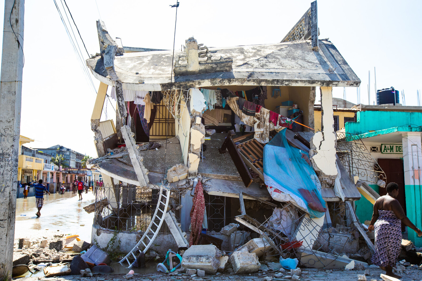 Ein zerstörtes Haus in Haiti nach dem Erdbeben in 2021 