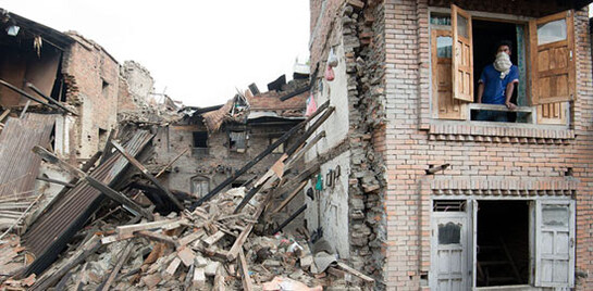 Zerstörung nach Erdbeben in Nepal