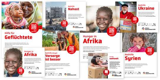 Übersicht Motive Freianzeigen Aktion Deutschland Hilft