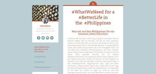#WhatWeNeed for a #BetterLife in the #Philippines - Ein Blog von Christina Özlem Geisler