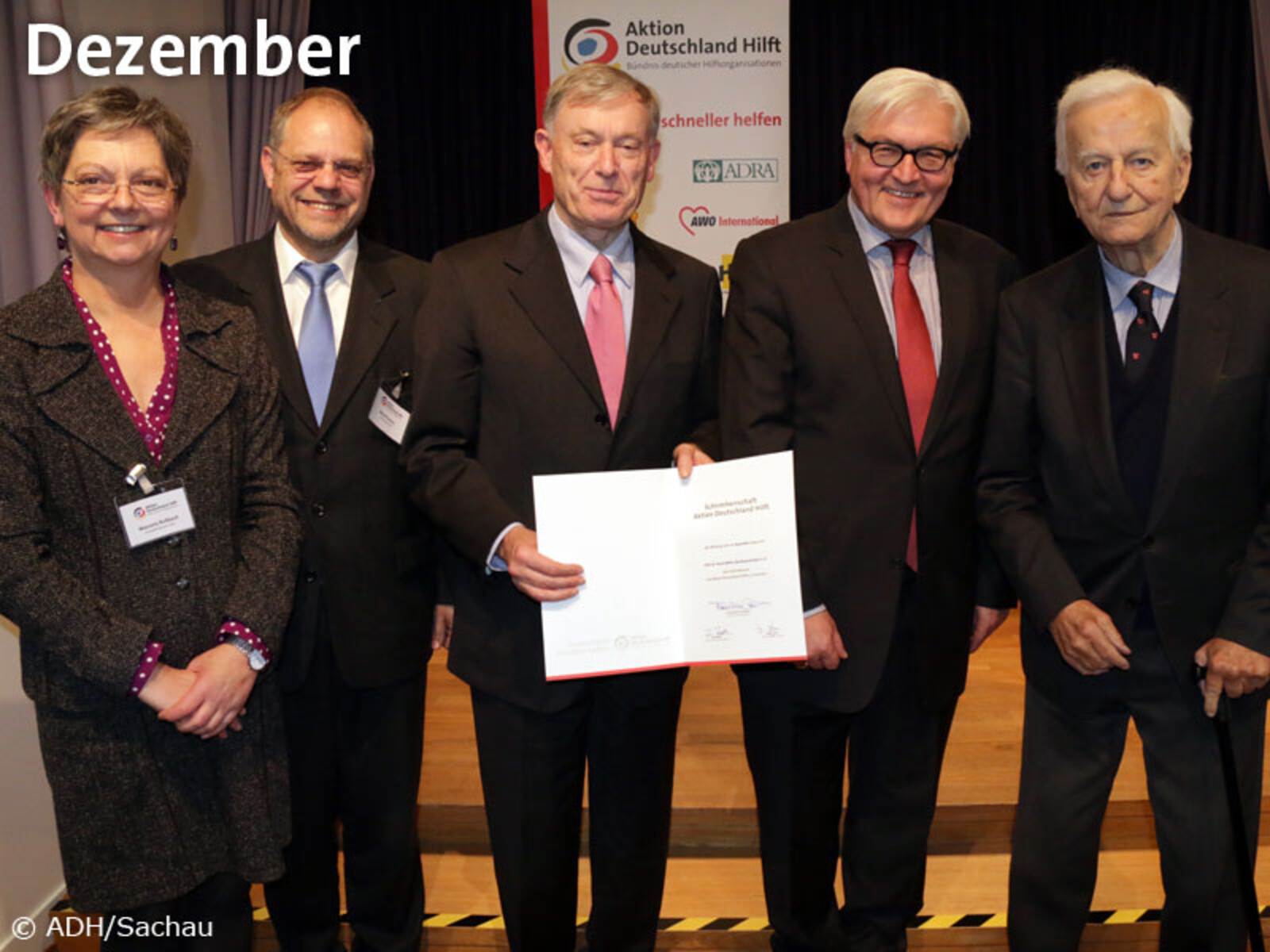 10. Dezember – Bundespräsident a.D. Prof. Dr. Horst Köhler hat die Schirmherrschaft über Aktion Deutschland Hilft übernommen.