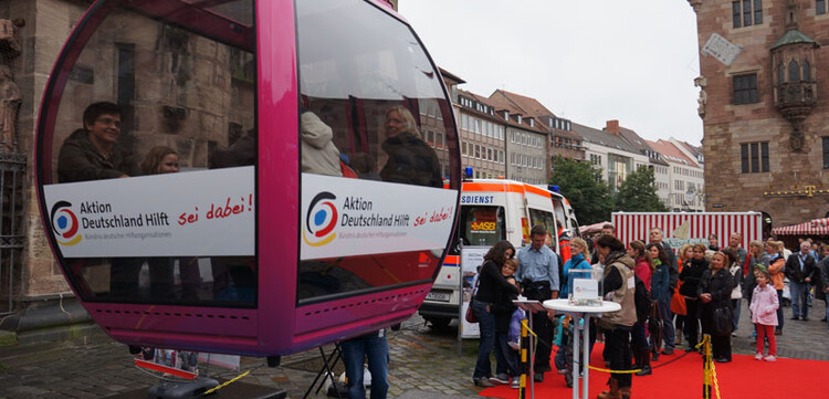 Das Highlight in Nürnberg war die Gondel am Kran