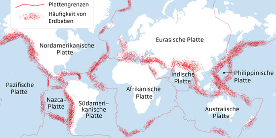 Plattentektonik: Erdbebengebiete der Erde