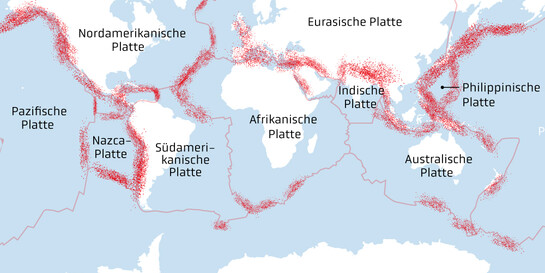 Plattentektonik: Erdbebengebiete der Erde