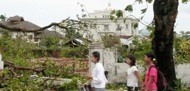 Zyklon Myanmar: Bäume versperren die Straße