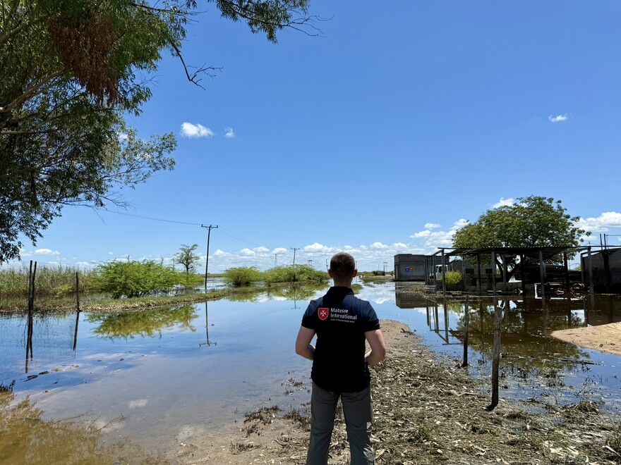 Von Überschwemmungen betroffenes Gebiet in Mosambik nach den Wirbelstürmen im südlichen Afrika