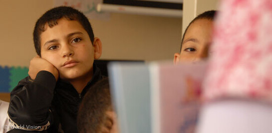 Der elfjährige Mahmoud in einem Kinderzentrum von World Vision