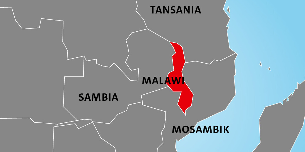 Lage von Malawi in Afrika Lage von Malawi in Afrika